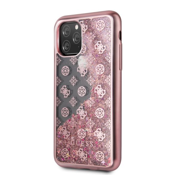 Guess iPhone 11 Pro 4G Peony Liquid Glitter (GUHCN58PEOLGP) hátlap, tok, rozé arany