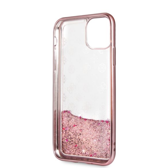 Guess iPhone 11 Pro 4G Peony Liquid Glitter (GUHCN58PEOLGP) hátlap, tok, rozé arany