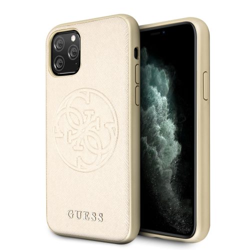 Guess Saffiano 4G Circle Logo iPhone 11 Pro (GUHCN58RSSASGO) hátlap, tok, arany