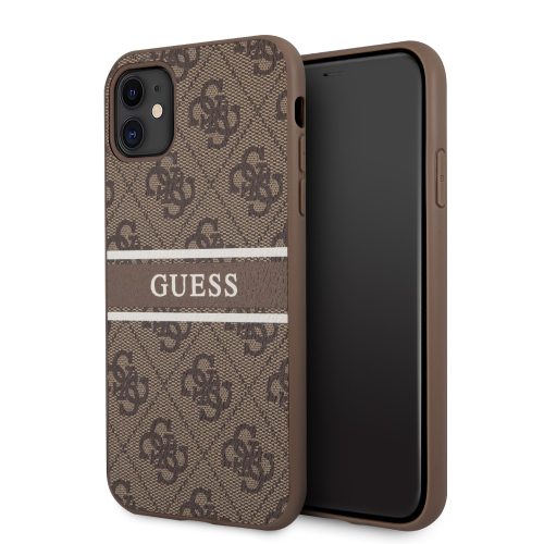 Guess iPhone 11 4G Printed Stripe (GUHCN614GDBR) hátlap, tok, barna