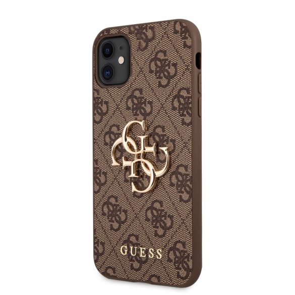 Guess iPhone 11 4G Big Metal Logo (GUHCN614GMGBR) hátlap, tok, barna