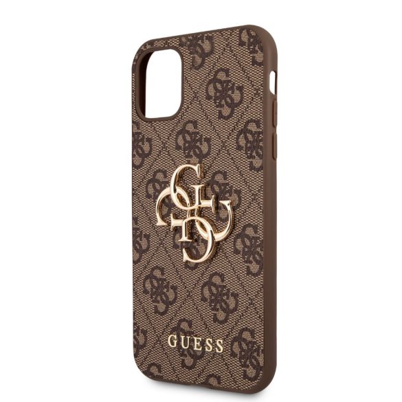 Guess iPhone 11 4G Big Metal Logo (GUHCN614GMGBR) hátlap, tok, barna