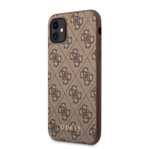 Guess iPhone 11 4G Metal Gold Logo (GUHCN61G4GFBR) hátlap, tok, barna