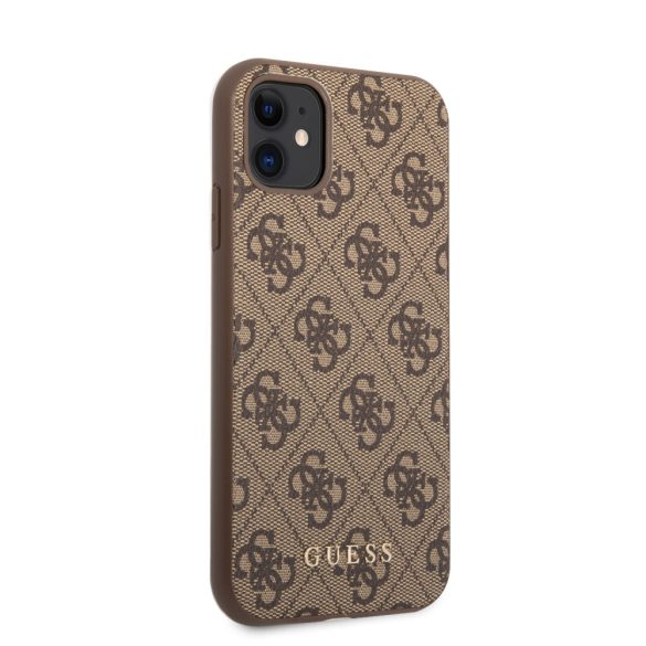 Guess iPhone 11 4G Metal Gold Logo (GUHCN61G4GFBR) hátlap, tok, barna