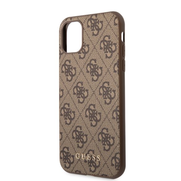 Guess iPhone 11 4G Metal Gold Logo (GUHCN61G4GFBR) hátlap, tok, barna