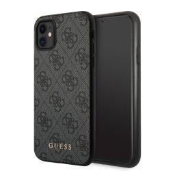   Guess iPhone 11 4G Metal Gold Logo (GUHCN61G4GFGR) hátlap, tok, sötétszürke