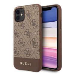   Guess 4G Stripe iPhone 11 (GUHCN61G4GLBR) hátlap, tok, barna