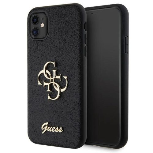 Guess GUHCN61HG4SGK hátlap, tok iPhone 11/Xr Glitter Script Big 4G, fekete