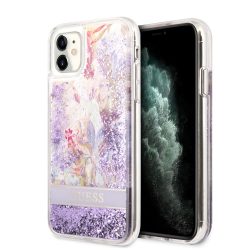   Guess iPhone 11 Liquid Glitter Flower (GUHCN61LFLSU) hátlap, tok, lila