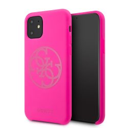   Guess iPhone 11 Silicone 4G Tone On Tone (GUHCN61LS4GFU) hátlap, tok, pink