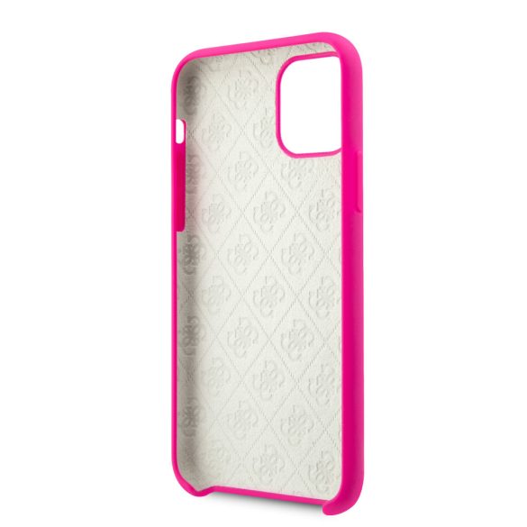 Guess iPhone 11 Silicone 4G Tone On Tone (GUHCN61LS4GFU) hátlap, tok, pink