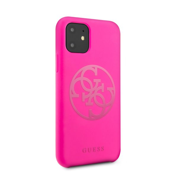 Guess iPhone 11 Silicone 4G Tone On Tone (GUHCN61LS4GFU) hátlap, tok, pink