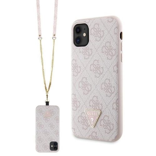 Guess GUHCN61P4TDSCPP hátlap, tok iPhone 11/Xr Crossbody 4G Metal Logo, rózsaszín