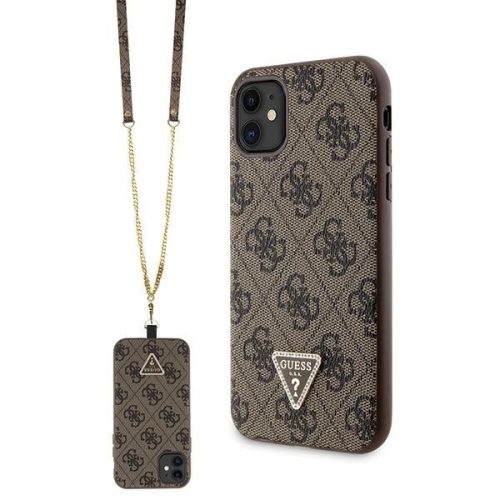 Guess GUHCN61P4TDSCPW hátlap, tok iPhone 11/Xr Crossbody 4G Metal Logo, barna