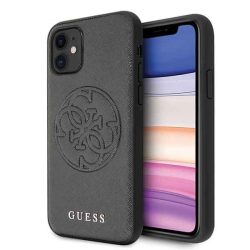   Guess Saffiano 4G Circle Logo iPhone 11 (GUHCN61RSSASBK) hátlap, tok, fekete