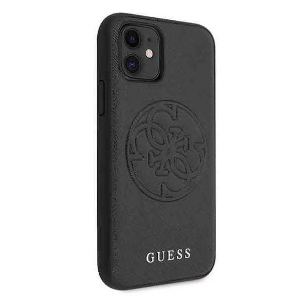 Guess Saffiano 4G Circle Logo iPhone 11 (GUHCN61RSSASBK) hátlap, tok, fekete