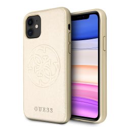   Guess iPhone 11 Saffiano 4G Circle (GUHCN61RSSASGO) hátlap, tok, arany