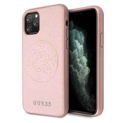   Guess Saffiano 4G Circle Logo iPhone 11 (GUHCN61RSSASRG) hátlap, tok, rozé arany