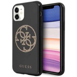   Guess iPhone 11 4G Glitter Circle Logo (GUHCN61TPUBKGLG) hátlap, tok, fekete