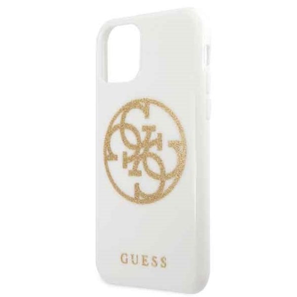 Guess 4G Glitter Circle iPhone 11 (GUHCN61TPUWHGLG) hátlap, tok, fehér