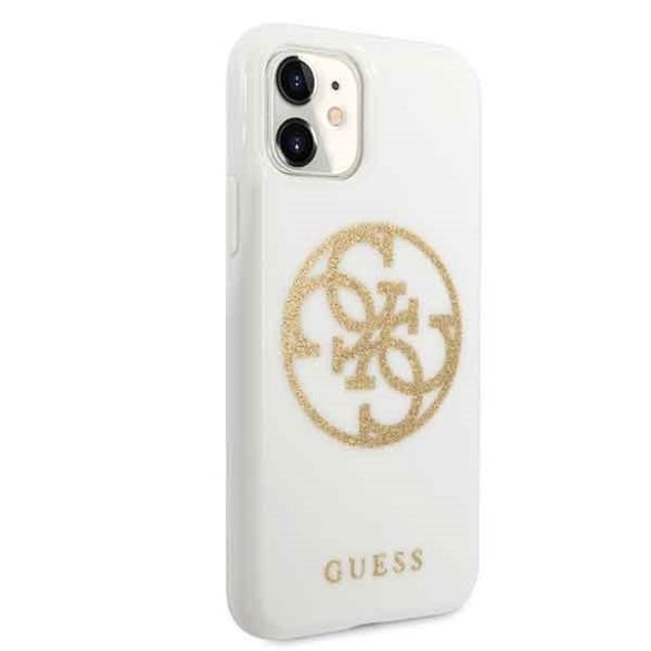 Guess 4G Glitter Circle iPhone 11 (GUHCN61TPUWHGLG) hátlap, tok, fehér