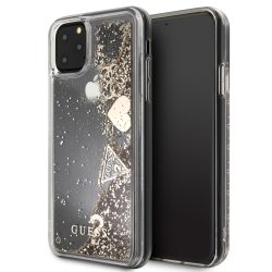   Guess iPhone 11 Pro Max Liquid Glitter Hearts (GUHCN65GLHFLGO) hátlap, tok, arany