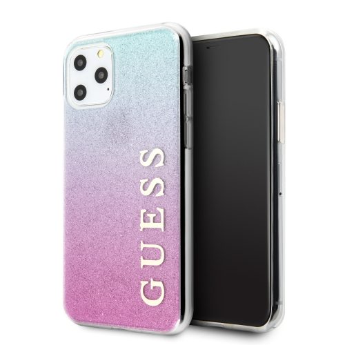 Guess iPhone 11 Pro Max Glitter Gardient (GUHCN65PCUGLPBL) hátlap, tok, rózsaszín-kék