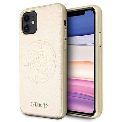 Guess Saffiano 4G Circle Logo iPhone 11 Pro Max (GUHCN65RSSASGO) hátlap, tok, arany