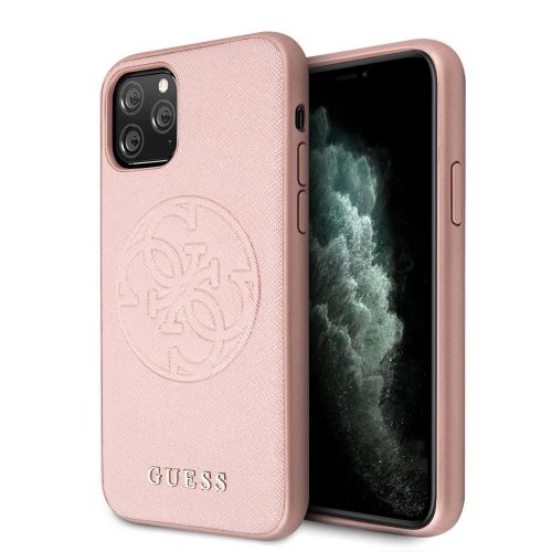 Guess Saffiano 4G Circle Logo iPhone 11 Pro Max (GUHCN65RSSASRG) hátlap, tok, rozé arany