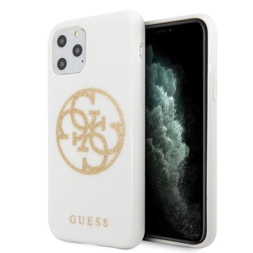 Guess Glitter Circle 4G iPhone 11 Pro Max (GUHCN65TPUWHGLG) hátlap, tok, fehér