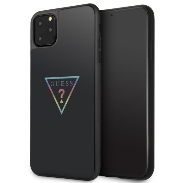 Guess iPhone 11 Pro Max Triangle Glitter (GUHCN65TRMLBK) hátlap, tok, mintás, fekete