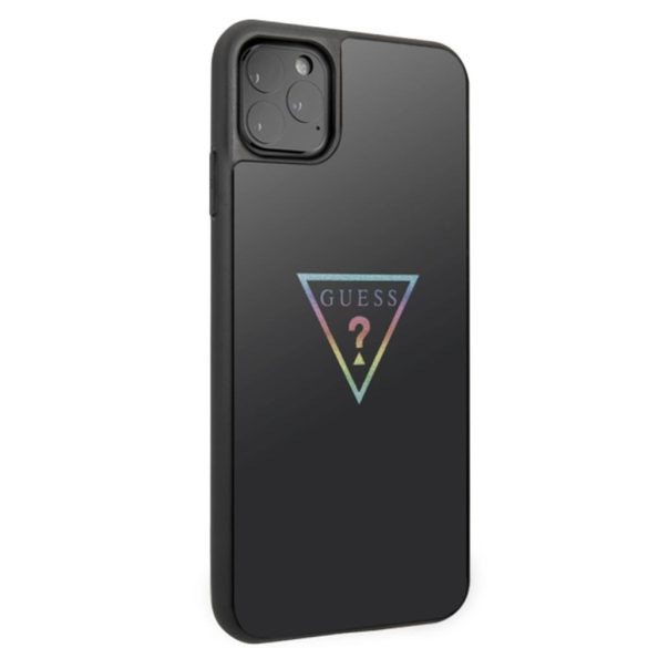 Guess iPhone 11 Pro Max Triangle Glitter (GUHCN65TRMLBK) hátlap, tok, mintás, fekete