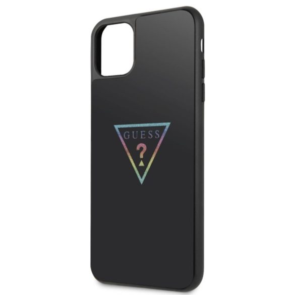 Guess iPhone 11 Pro Max Triangle Glitter (GUHCN65TRMLBK) hátlap, tok, mintás, fekete