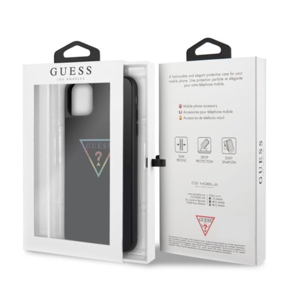 Guess iPhone 11 Pro Max Triangle Glitter (GUHCN65TRMLBK) hátlap, tok, mintás, fekete