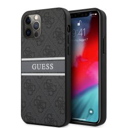   Guess iPhone 12 Pro Max 4G Printed Stripe (GUHCP12L4GDGR) hátlap, tok, szürke