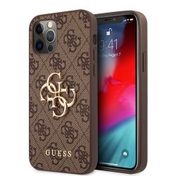   Guess iPhone 12 Pro Max 4G Metal Logo (GUHCP12L4GMGBR) hátlap, tok, barna