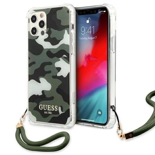 Guess GUHCP12LKSARKA iPhone 12 Pro Max 6.7" hátlap, tok Camo Collection, zöld