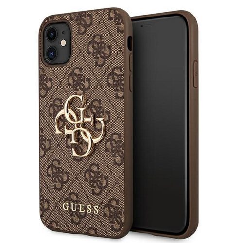 Guess iPhone 12/12 Pro 4G Big Metal Logo (GUHCP12M4GMGPI) hátlap, tok, barna