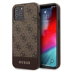 Guess 4G Stripe iPhone 12/12 Pro (GUHCP12MG4GLBR) hátlap, tok, barna