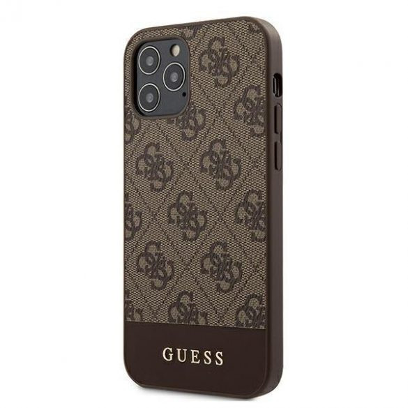 Guess 4G Stripe iPhone 12/12 Pro (GUHCP12MG4GLBR) hátlap, tok, barna