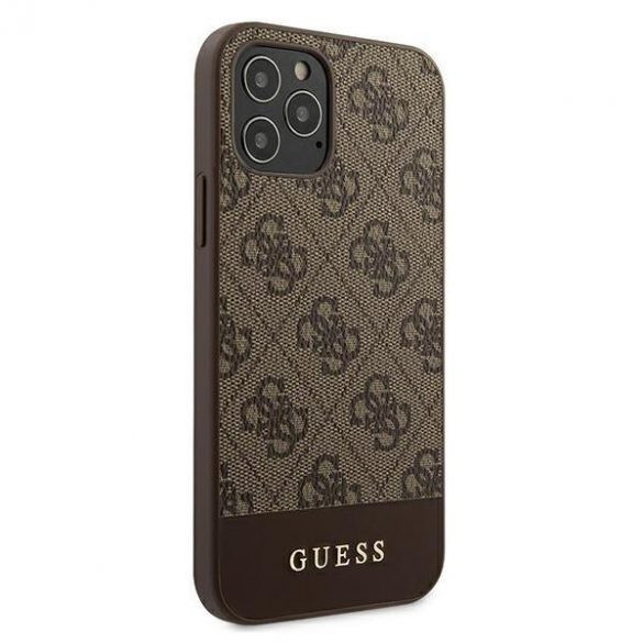 Guess 4G Stripe iPhone 12/12 Pro (GUHCP12MG4GLBR) hátlap, tok, barna