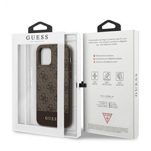 Guess 4G Stripe iPhone 12/12 Pro (GUHCP12MG4GLBR) hátlap, tok, barna