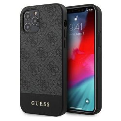   Guess 4G Stripe iPhone 12/12 Pro (GUHCP12MG4GLGR) hátlap, tok, fekete