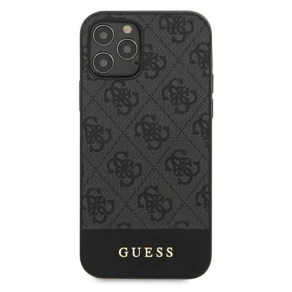 Guess 4G Stripe iPhone 12/12 Pro (GUHCP12MG4GLGR) hátlap, tok, fekete