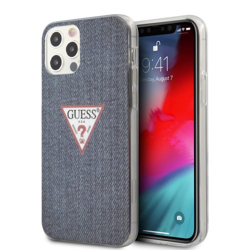 Guess iPhone 12/12 Pro Hardcase Jeans Collection (GUHCP12MPCUJULDB) hátlap, tok, kék