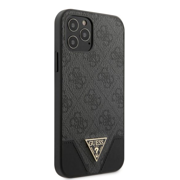 Guess iPhone 12/ 12 Pro 4G Triangle (GUHCP12MPU4GHBK) hátlap, tok, sötétszürke