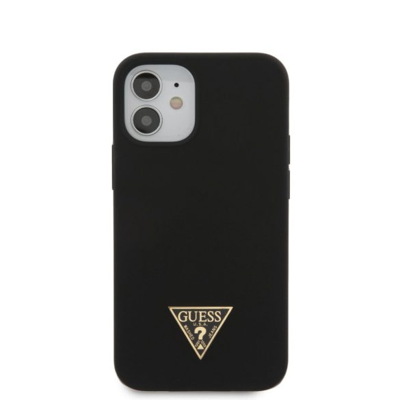 Guess iPhone 12 Mini Metal Triangle (GUHCP12SLSTMBK) hátlap, tok, fekete