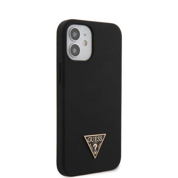 Guess iPhone 12 Mini Metal Triangle (GUHCP12SLSTMBK) hátlap, tok, fekete