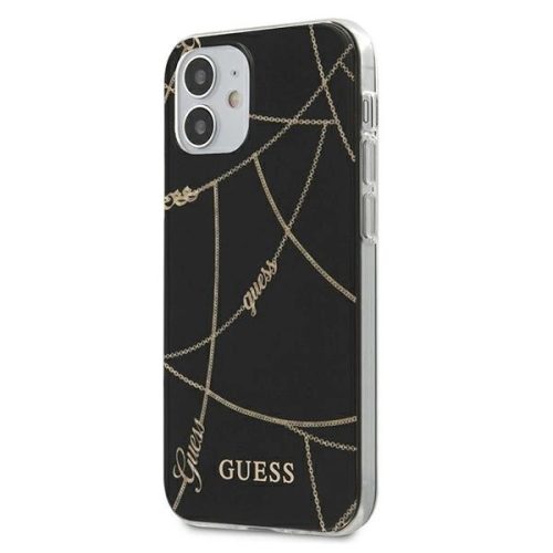 Guess GUHCP12SPCUCHBK iPhone 12 mini 5.4" hátlap, tok Gold Chain Collection, fekete