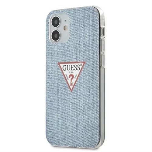 Guess iPhone 12 Mini Denim Triangle (GUHCP12SPCUJULLB) hátlap, tok, kék